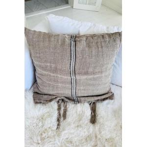 Funda de cojín de lino Kuruva, natural / marina