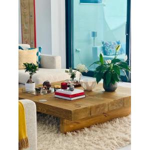 Mesa de centro de troncos roble