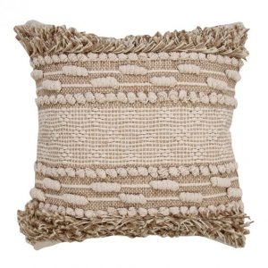 Cojín decorativo en beige y marrón para sofá