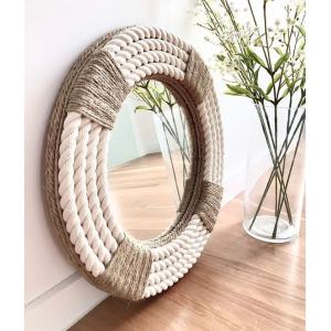 Náutico Hampton Coastal Beach House Espejo de cuerda redonda