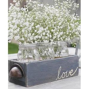 Artesanía - Centro de mesa rústico con tarro de albañil